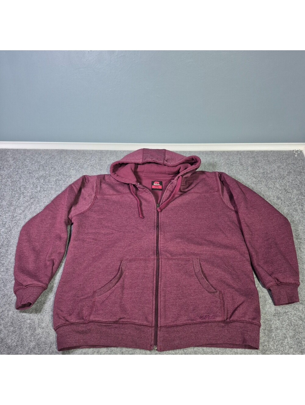 Berne Mens 2XL Heritage Thermal Lined Full Zip Hoodie Bugundy Warm Thick Heavy